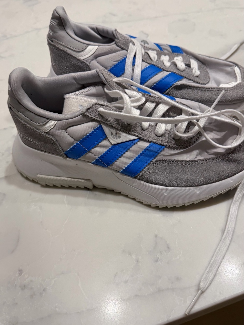 adidas Kids Gray and Blue Retro Runner Sneakers